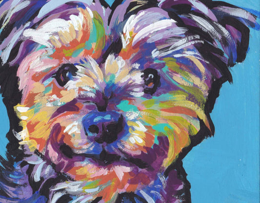 Yorkshire Terrier YORKIE ART PRINT pop dog portrait art bright colors 8.5x11"