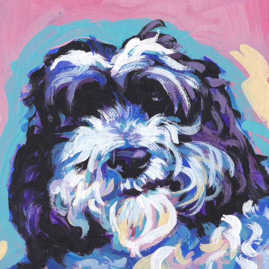 Cockapoo art print of pop dog art painting bright colors 8x8