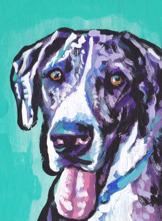 GREAT DANE dog art PRINT of pop art painting bright colors 13x19"