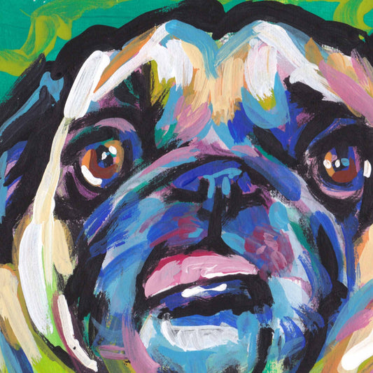 PUG DOG art portrait PRINT pop art  bright colors 12x12"