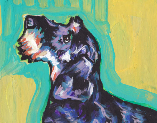 wirehaired Dachshund portrait print of pop art dog painting 13x19