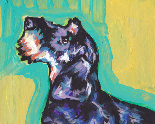 wirehaired Dachshund portrait print of pop art dog painting bright colors 8.5x11