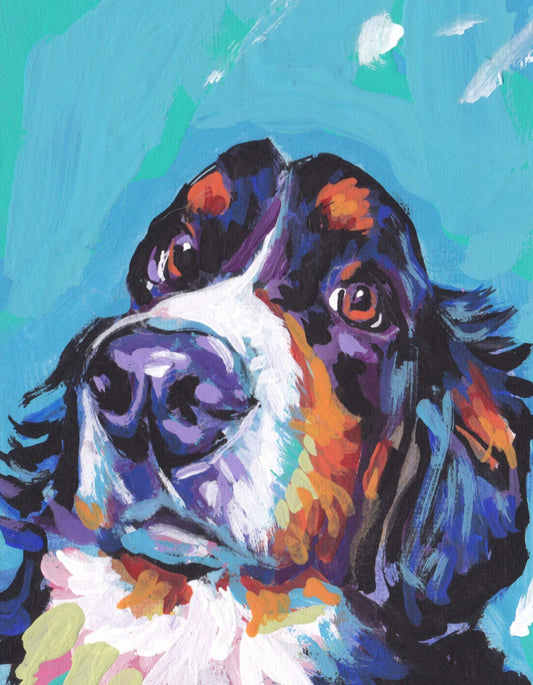 Bernese Mountain Dog print of modern pop art painting bright colorful portrait 8.5x11" berner