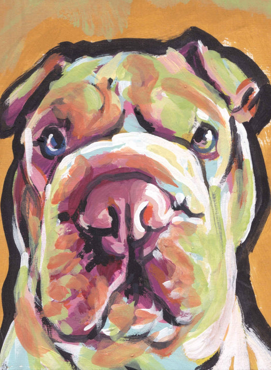 Chinese Shar pei Dog portrait print of pop art painting bright colors 13x19"