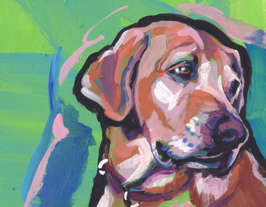 Labrador Retriever dog portrait art print of pop art yellow lab painting 8.5x11"