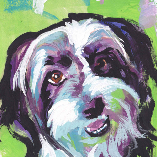 Havanese dog portrait print of pop art painting bright colors 8x8"