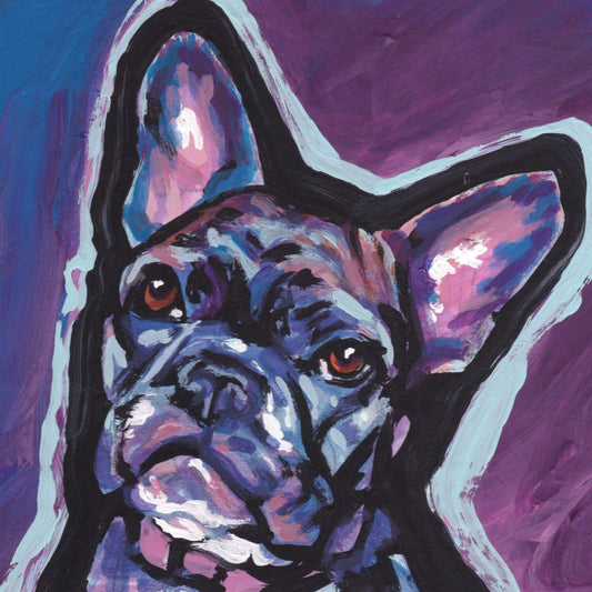 French Bulldog print of pop art painting bright colorful frenchie dog portrait 8x8