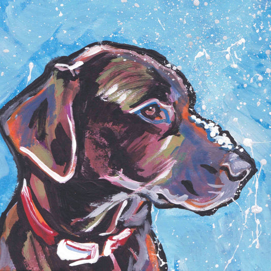 chocolate lab Labrador Retriever Dog art print of pop art painting 12x12