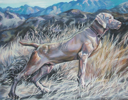 Weimaraner "Weimaraner Focus and Determination" Giclée print of original painting by LA Shepard
