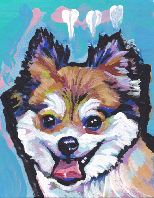 Pomeranian art print of pop art dog painting bright colors 8.5x11