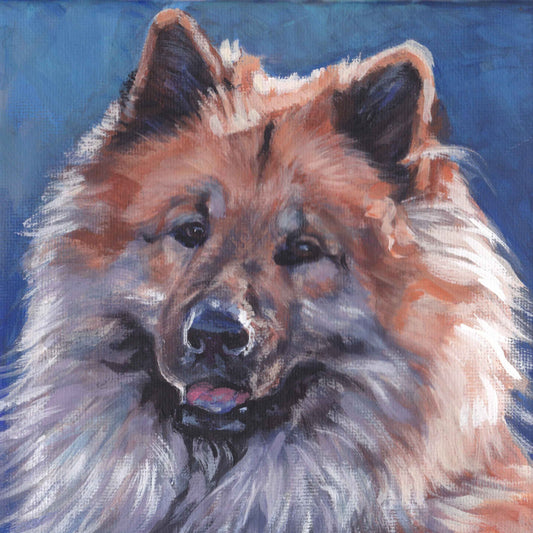Eurasier dog portrait art CANVAS print of LA Shepard painting 8x8