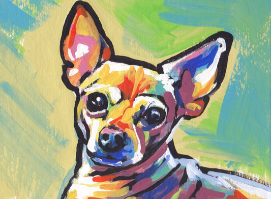 blonde Chihuahua portrait modern Dog art print pop art bright colors 13x19" LEA