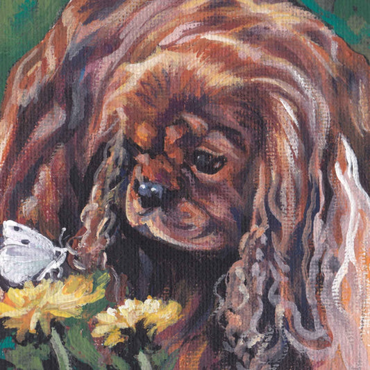 ruby CAVALIER KING CHARLES spaniel dog art print of LAShepard painting 12x12"