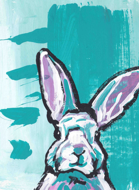 Bunny Rabbit art print of pop art painting bright colors 13x19" fun bunny nursery art