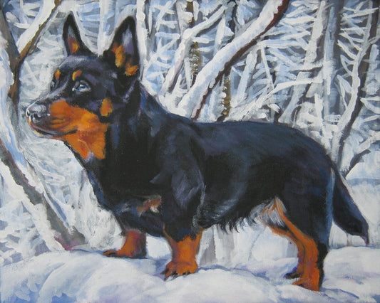 Lancashire Heeler art CANVAS print of LA Shepard painting 8x10 dog art