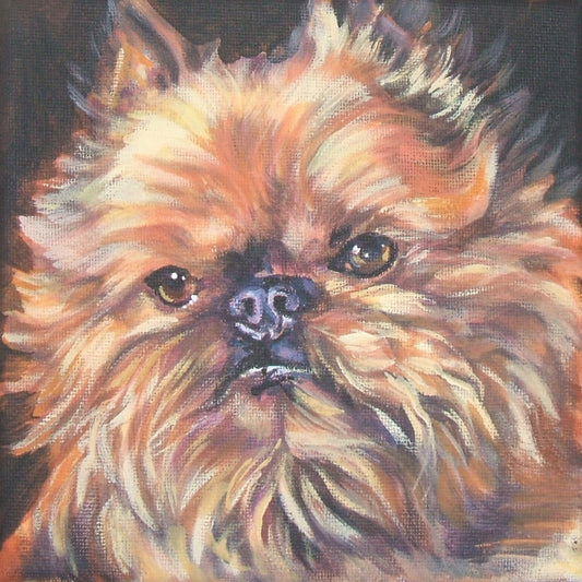 Brussels Griffon dog art CANVAS print of LA Shepard painting 8x8