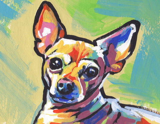 blonde Chihuahua portrait modern Dog art print pop art bright colors 8.5x11" LEA